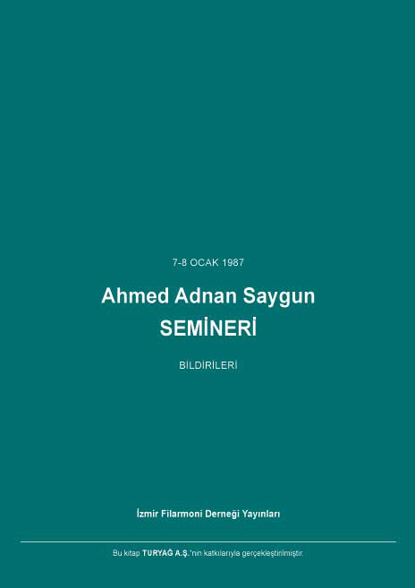 Ahmed Adnan Saygun Semineri Kitap Kapağı
