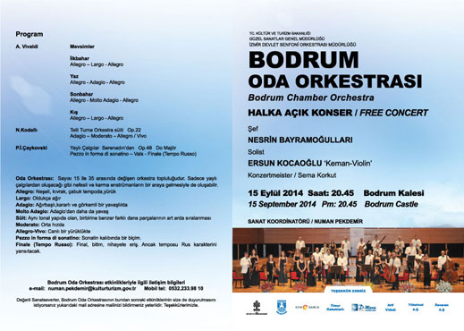 15.09.2014 / Bodrum Oda Orkestrası Programı
