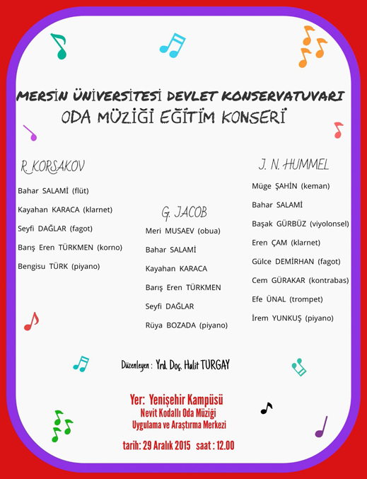29.12.2015 / Mersin Üniversitesi Devlet Konservatuvarı Oda Müziği Eğitim Konseri