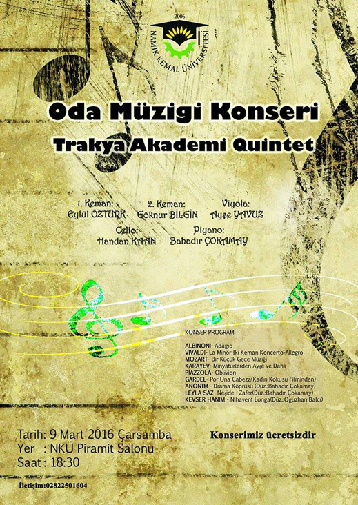 09.03.2016 / Trakya Akademi Quintet Dinletisi