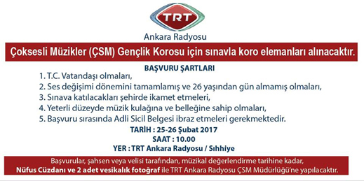 25.02.2017 / TRT Gençlik Korosu Sınavı
