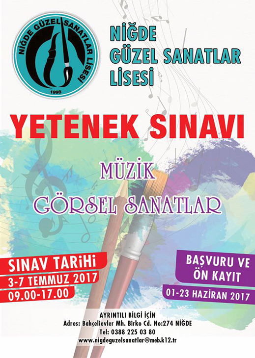 03.07.2017 / Niğde Güzel Sanatlar Lisesi Yetenek Sınavı