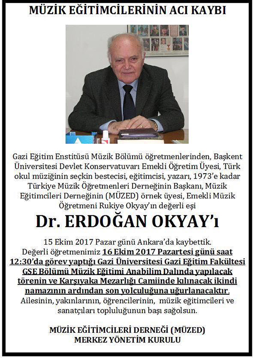 Erdoğan Okyay'ın Vefat İlanı