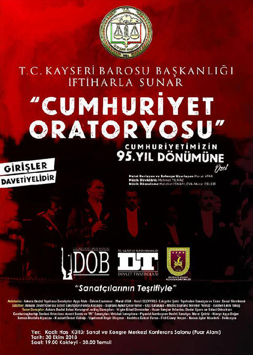 30.10.2018 / Kayseri Barosu'ndan 'Cumhuriyet Oratoryosu'