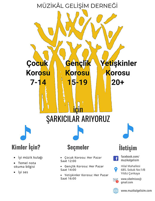 Müzikal Gelişim Derneği Koro İçin Şarkıcılar Arıyor