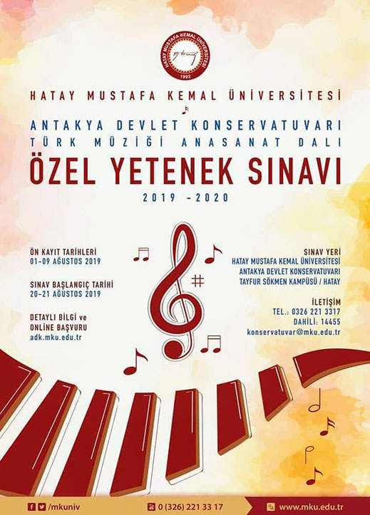01.08.2019 / Antakya Devlet Konservatuvarı Türk Müziği Anasanat Dalı Özel Yetenek Sınavı